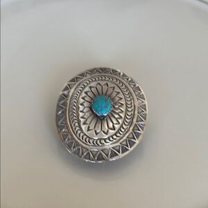 Silver and Turquoise Belt Buckle